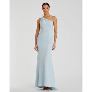 Mac Duggal 26266 Blue One Shoulder Jersey Mermaid Gown
